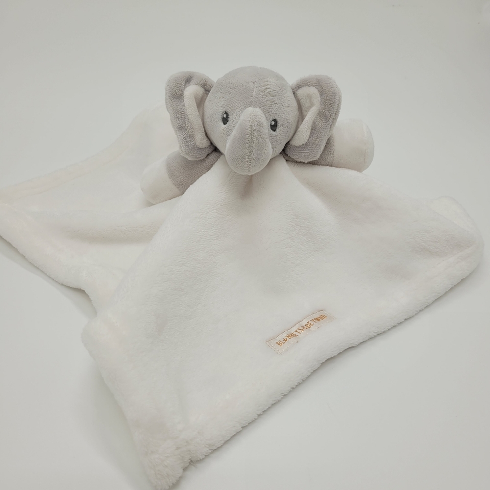 Blankets & Beyond Plush Elephant Lovie Security Blanket Gray White Lovey Toy
